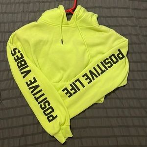 Women’s neon yellow Sommer Ray cropped hoodie
